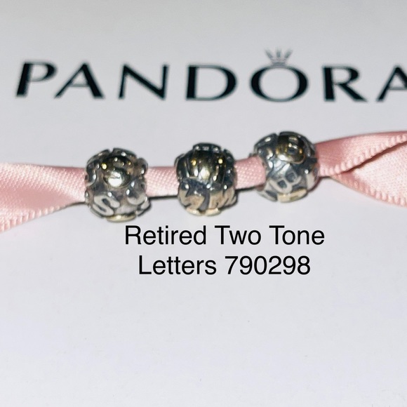 Pandora Retired Two Tone Letter Charms - Picture 1 of 5